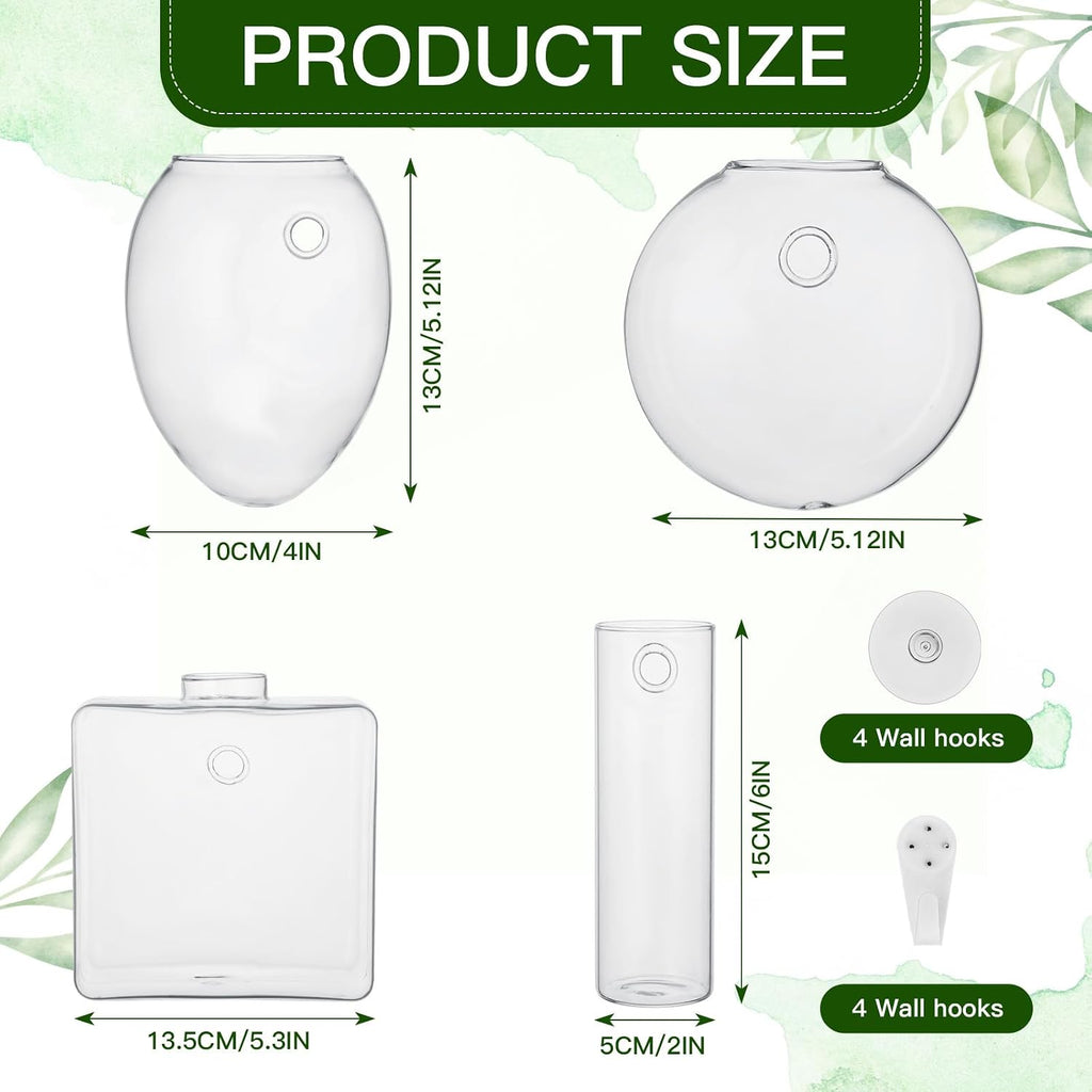 4 Pcs Wall Hanging Planter Wall Window Propagation Station Hanging Planter Glass Terrarium Container Plant Propagation