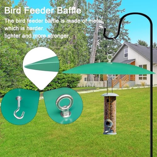 Metal Hummingbird Feeder Shade Cover Dome Shield Hang from Bird Feeders 13 Inch Bird Feeder Baffle for Outdoors/Backyard (2pack, Green)