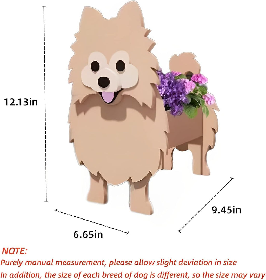 Brown Pomeranian Dog Planter Pots, Animal Shaped Flower Pot | Cute Plant Gift for Women and Pet Lovers, Indoor Outdoor