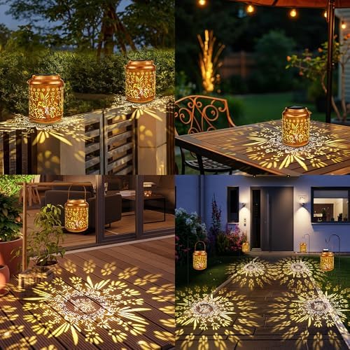 Brizled Hummingbird Solar Lanterns, 2 Pack Outdoor Lanterns Christmas Birthday Gift for Women Mom Grandma, Hummingbird Hanging Garden Lantern, Waterproof Solar Lights for Table Garden Patio Path Porch