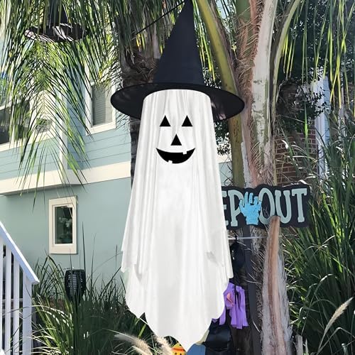 2 Pack Halloween Hanging Ghosts Decorations for Outdoor Garden Trees Porch
