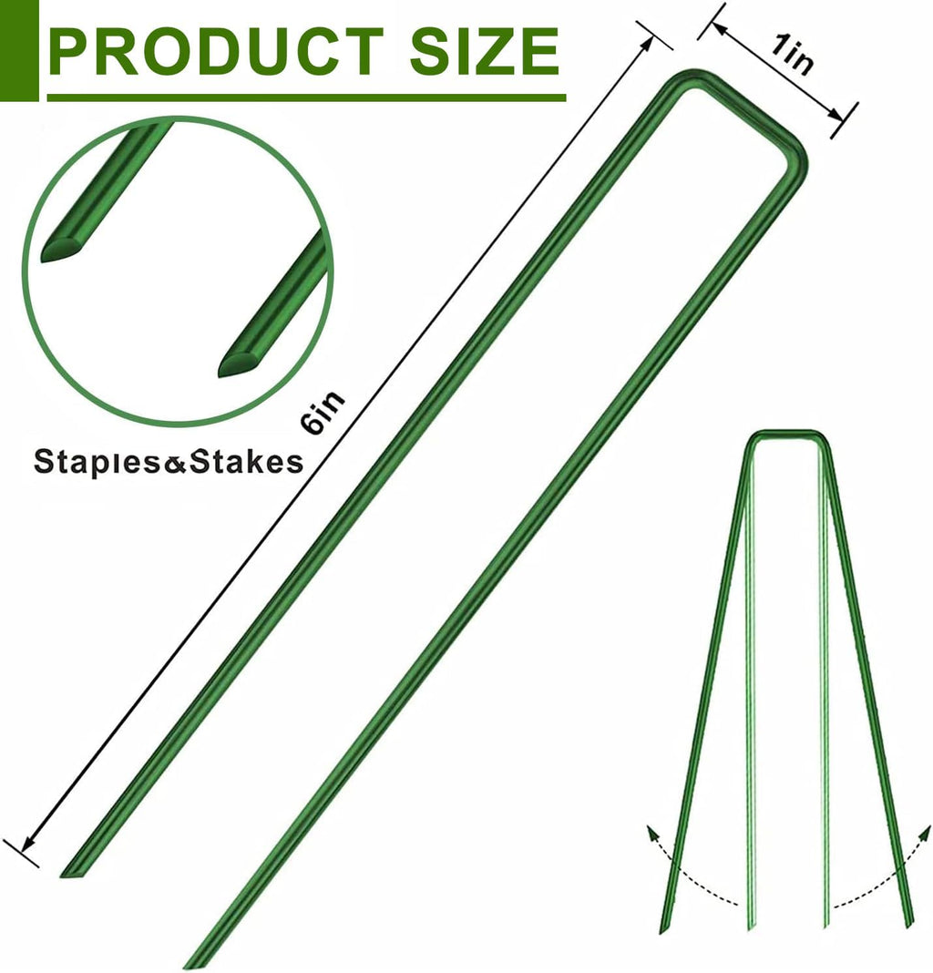 6 Inch Garden Stakes Galvanized Landscape Staples,U-Type Turf Staples for Artificial Grass, Rust Proof Sod Pins Stakes
