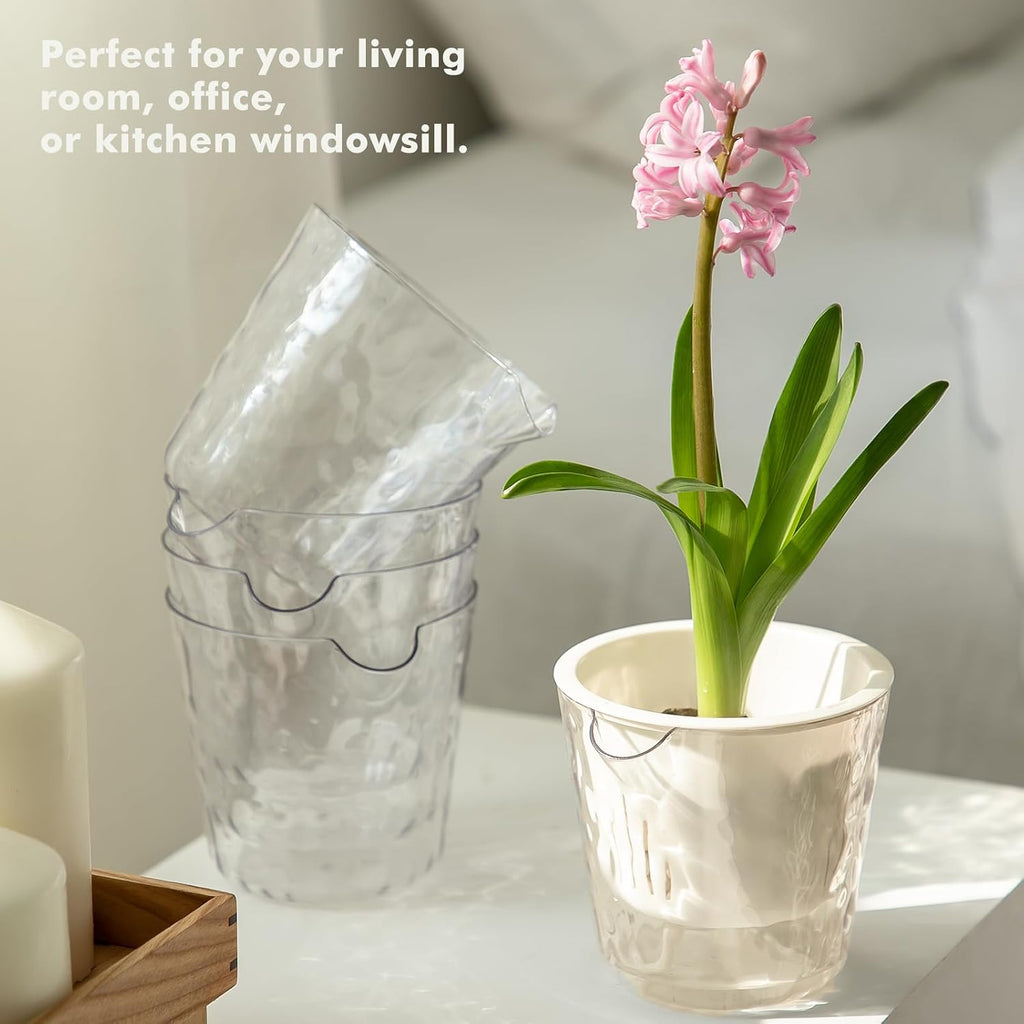 6.5 Inch Self Watering Plant Pots for Indoor Plants 6 Packs African Violet Pot, Self Watering Planters for Herb