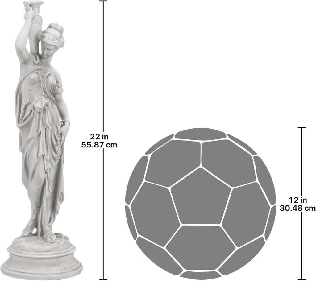 Design Toscano Dione the Divine Greek Water Woman Indoor/Outdoor Garden Statue, Medium, 22 inches tall, Cast Stone