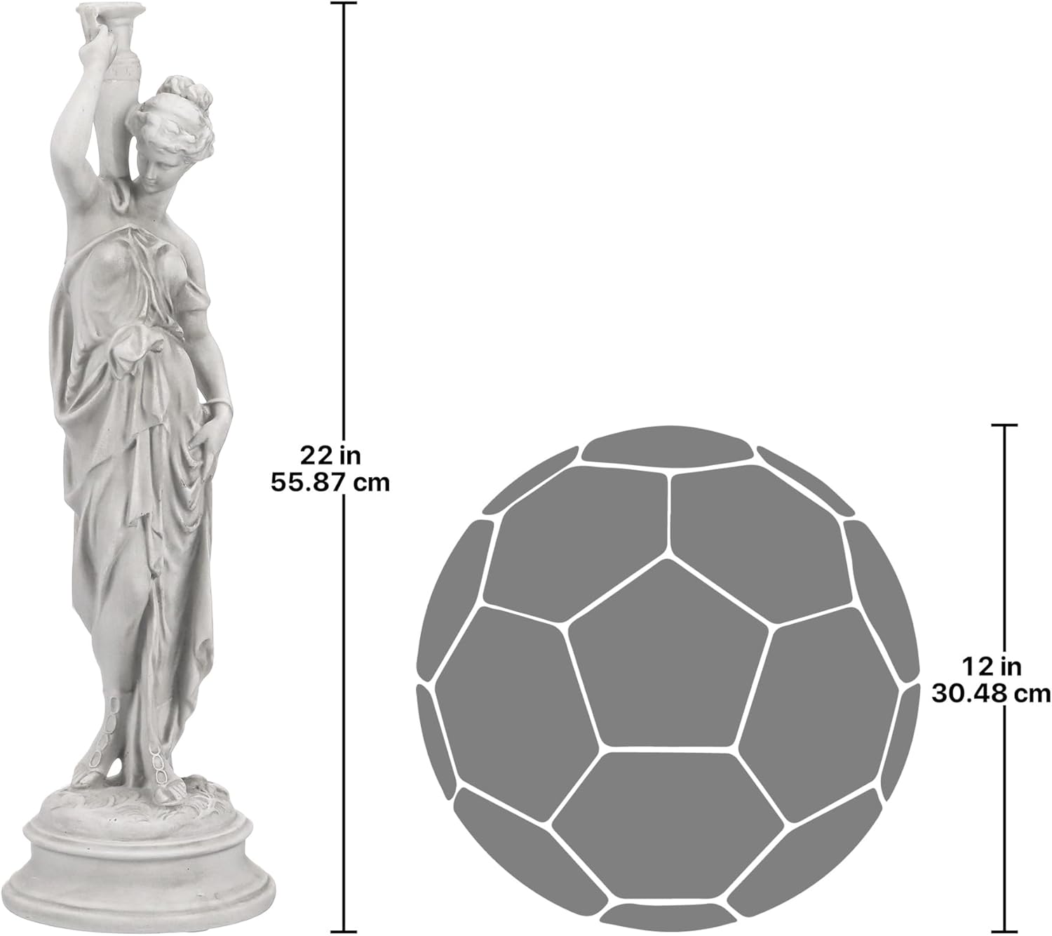 Design Toscano Dione the Divine Greek Water Woman Indoor/Outdoor Garden Statue, Medium, 22 inches tall, Cast Stone