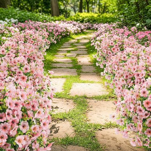 ATTGREAT Artificial Flowers for Outdoors UV Resistant, 24 Bundles(Pink)