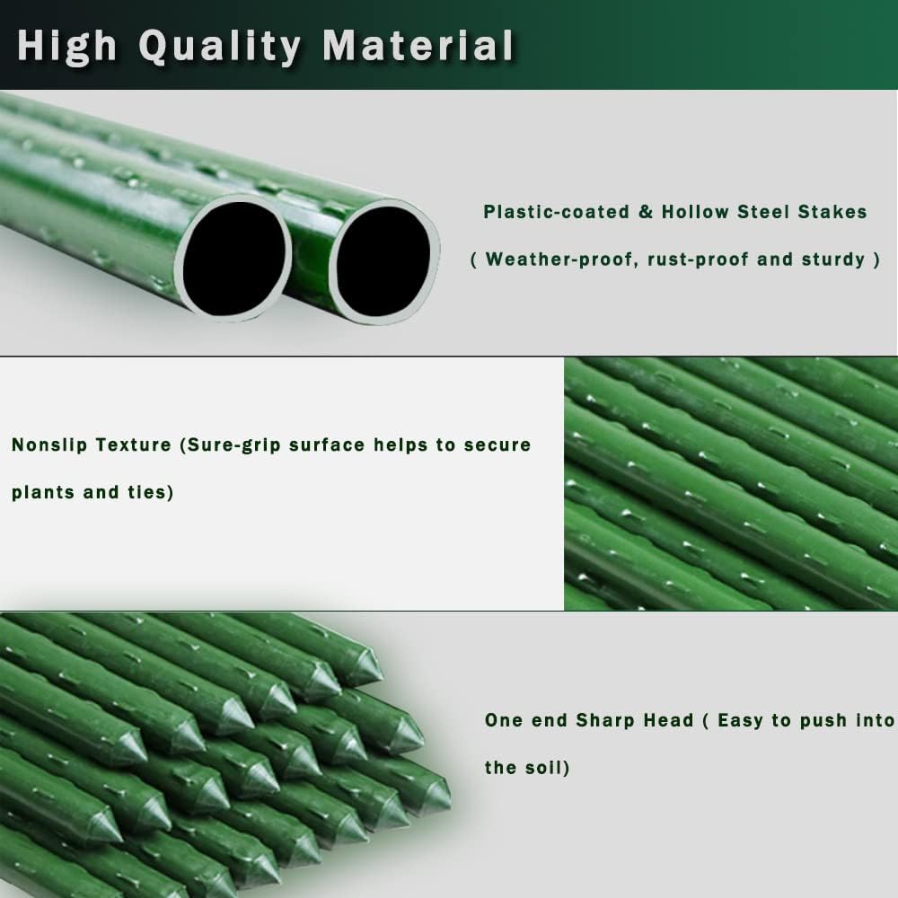 7/16" Garden Stakes,60pcs 16" Plant Stakes DIY 3ft 4ft 5ft 6ft Plant Support Sticks,Plant Support Stake with Sturdy