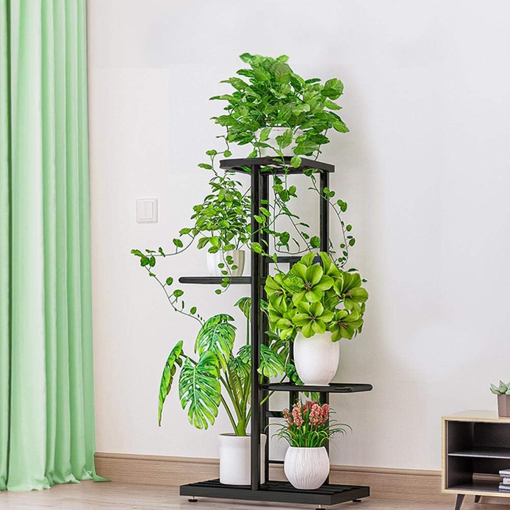 4 Tier Charcoal Grey Metal Plant Stand Indoor Outdoor Flower Pot Display Planter Shelf