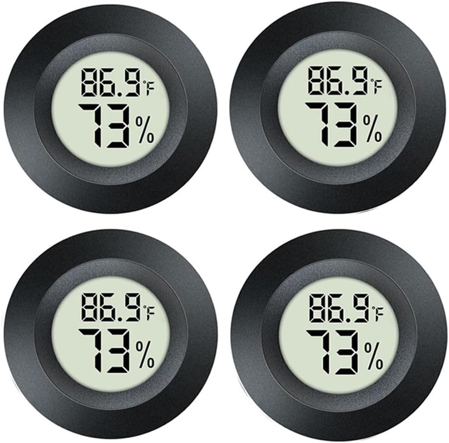 JEDEW 4 Pack Hygrometer Thermometer Digital Humidity Meter Indoor/Outdoor Humidity Monitor Reptile Thermo-Hygrometer for Greenhouse Humidors Terrarium Jars, Fahrenheit (℉) /Celsius(℃) (4)