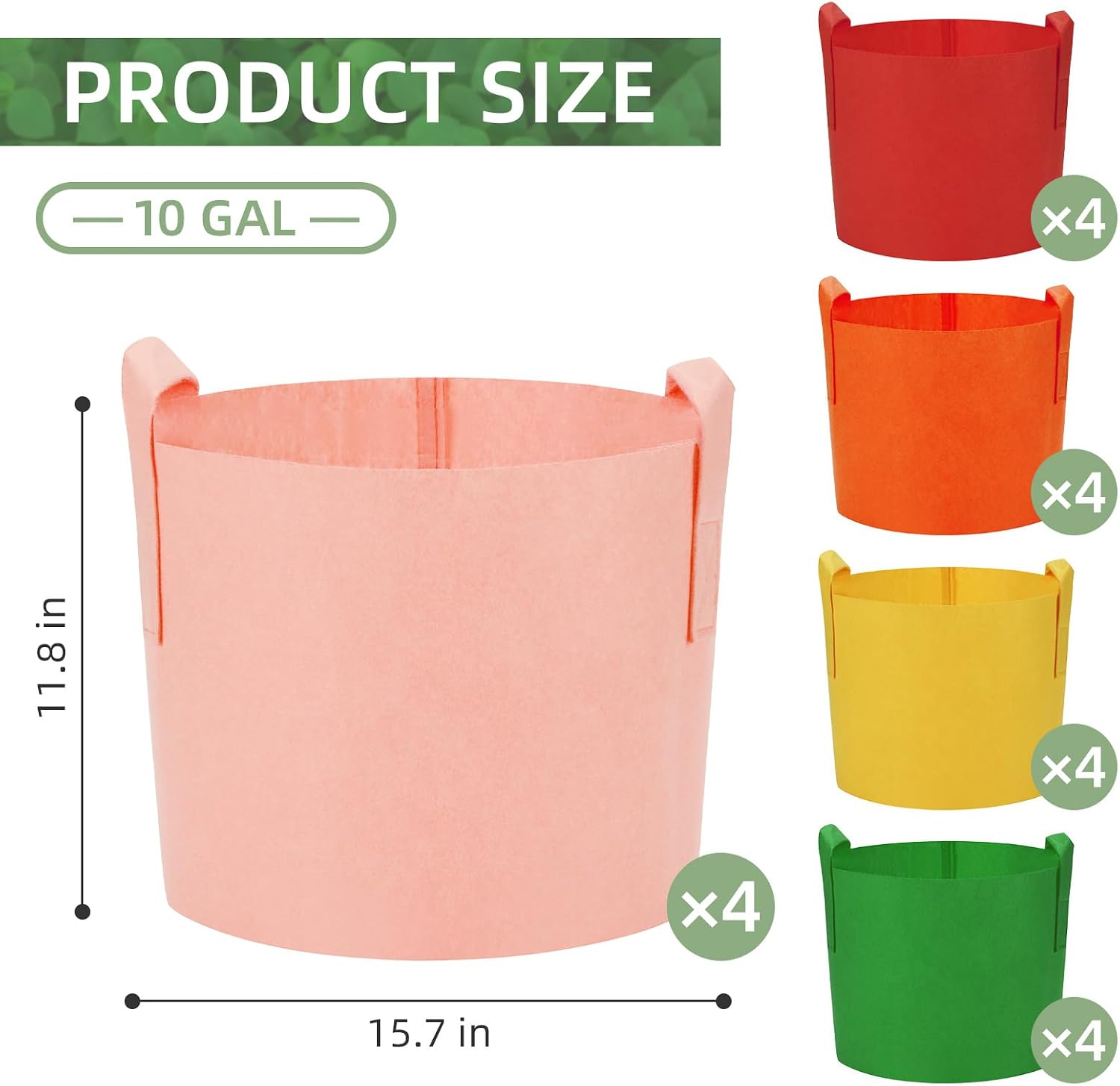 20 Pack 10 Gallon Grow Bags, Colorful Potato Plant Grow Bags with Handles, Nonwoven Fabric Garden Pots for Vegetable