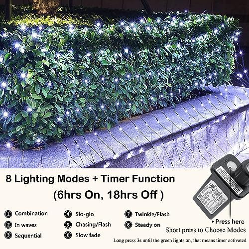 Joomer Christmas Net Lights - 11FT x 4.5FT 300LED Plugin Mesh Light-White