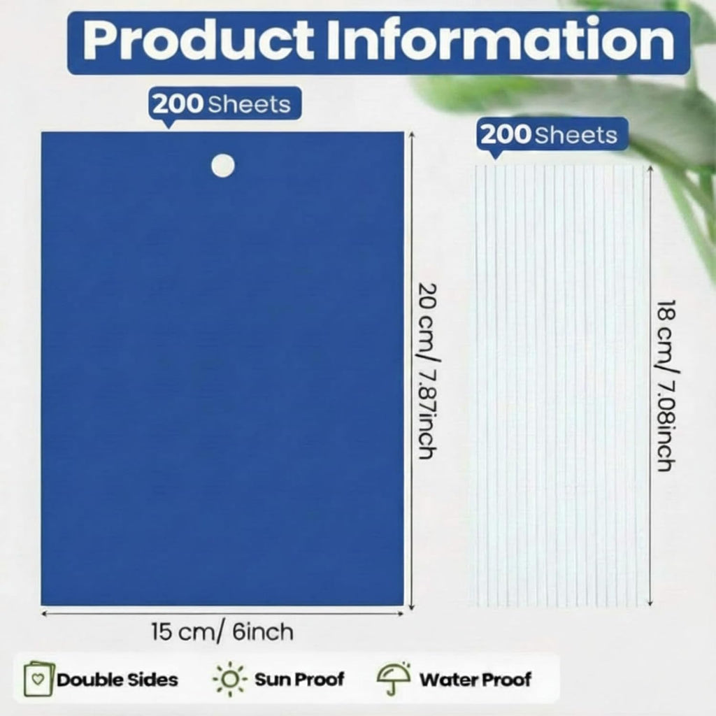 Qualirey 250 Pcs Blue Sticky Traps 6x8in for Gnats Indoor | Dual-sided for Fungus Gnats Fruit Flies Whiteflies Thrips