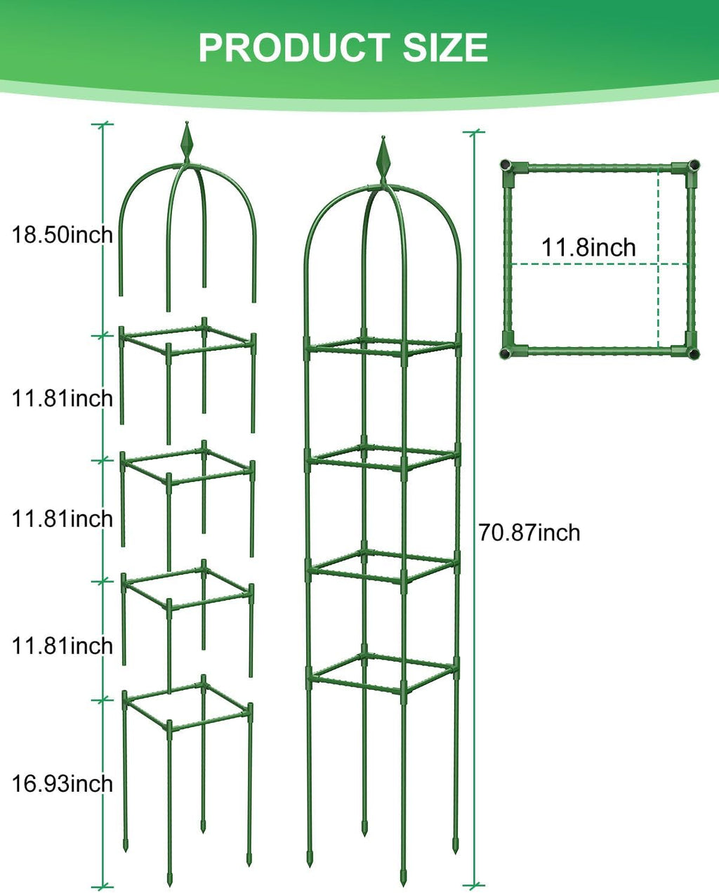 MYMULIKE 2 Pack Garden Obelisk Trellis for Climbing Plants Outdoor & Indoor - 6Ft Rustproof Garden Trellis Plant