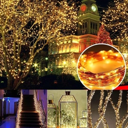 Joomer Solar Fairy Lights, 4Pack Total 104FT 320LED Lights, Warm White