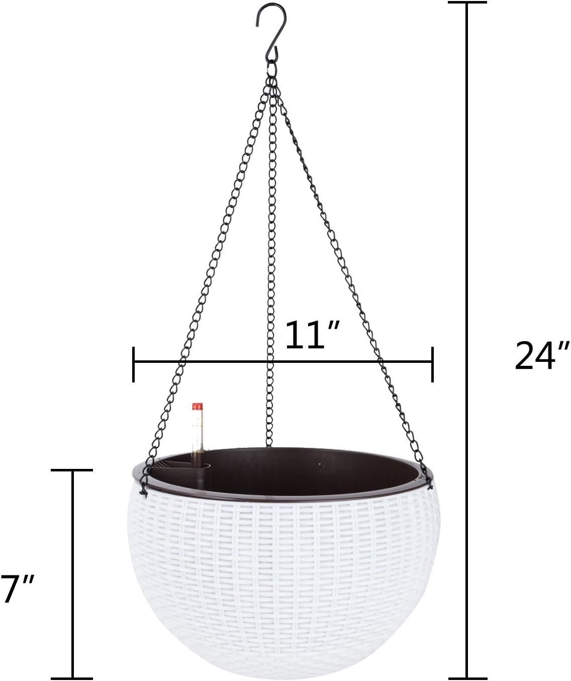 Vencer 11 Inch Round Resin Self Watering Hanging Basket,Water Indicator,Modern Decorative Planter Pot for All House