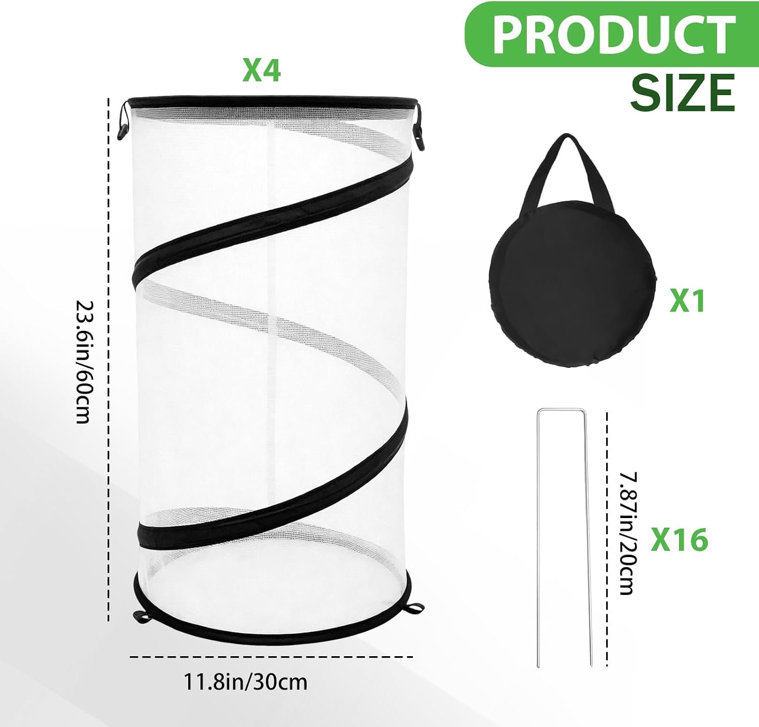 Hoypeyfiy 4 Pcs Pop Up Insect & Bird Barrier Plant Cover Net, 24"x12" Round Foldable Mesh Protector, Garden Cage Guard