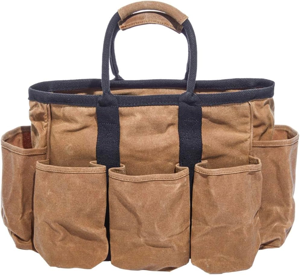 Readywares Supply Bag | 14" Waxed Canvas Gardening Tool Tote with Pockets