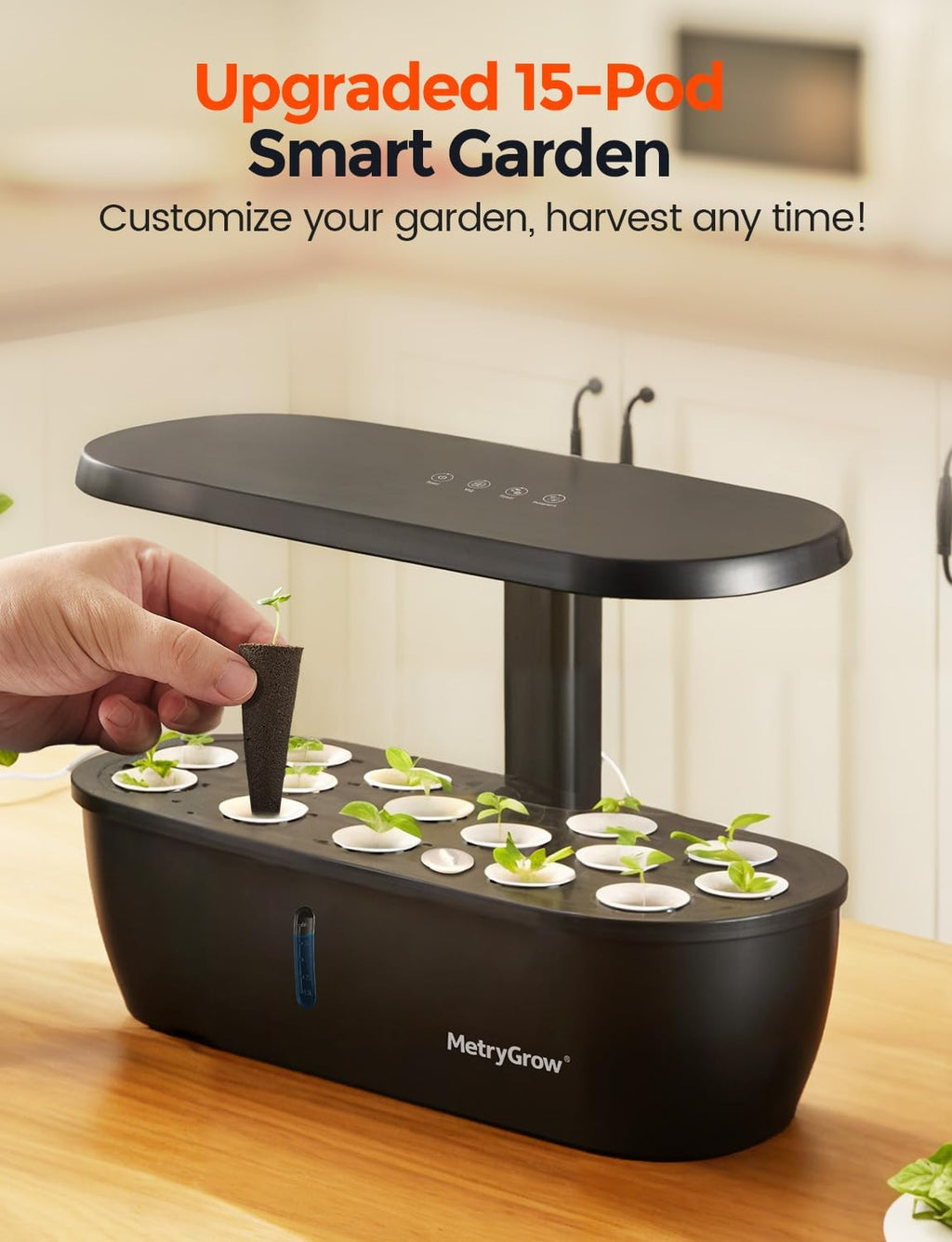 MG-15 Hydroponic Growing System Kits, Smart Indoor Garden with 24W Grow LED Light Full Spectrum, 15 Pods Herb Garden