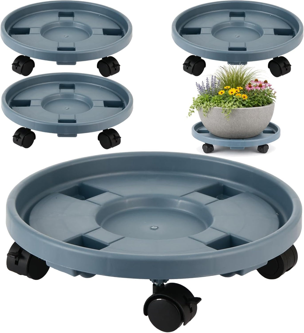 4-pack 17.3" Extra-large Plant Caddy with Wheels Plastic Plant Dolly with Locking Caster Flower Pot Mover Rollers
