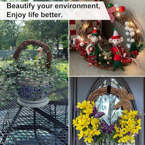 8 PCS 10 Inch Natural Grapevine Wreaths, Round Rattan Wreath Grapevines Wreath Bulk, Grape Vine Wreaths for DIY Crafts, Festival, Christmas, Wedding, Restaurant & Home Decoration