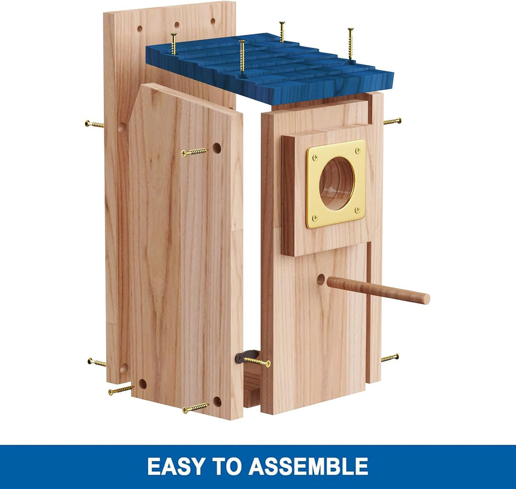 Wooden Outdoor Bird House with Copper Guard, Thickened Wood 2 Pack | 2 pack design, easy assembly, cottage nesting box