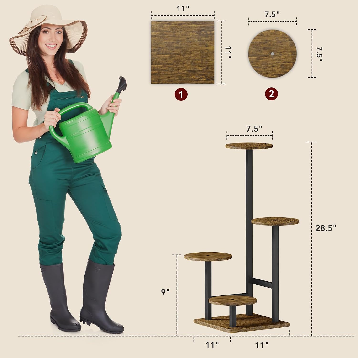 Plant Stand Indoor with Grow Light,4-Tiered Tall Plant Stand Indoor, Metal Plant Shelf with Adjustable Light, Ideal for
