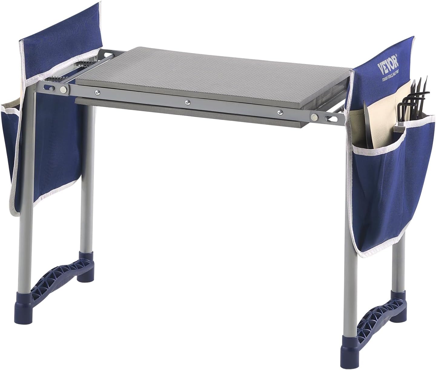 VEVOR Garden Kneeler and Seat Heavy Duty, Portable Garden Stool with 11'' EVA Kneeling Pad and 2 Tool Bags, Folding