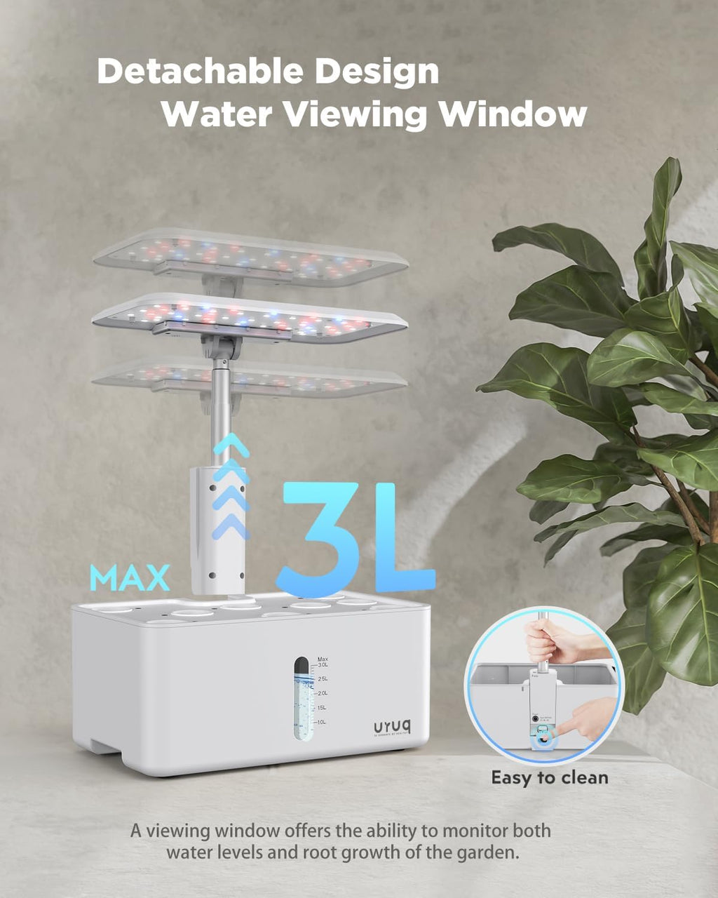 8 Pods Hydroponics Growing System with LED Grow Light - White | Quiet Water Pump, Automatic Timer, Adjustable Height