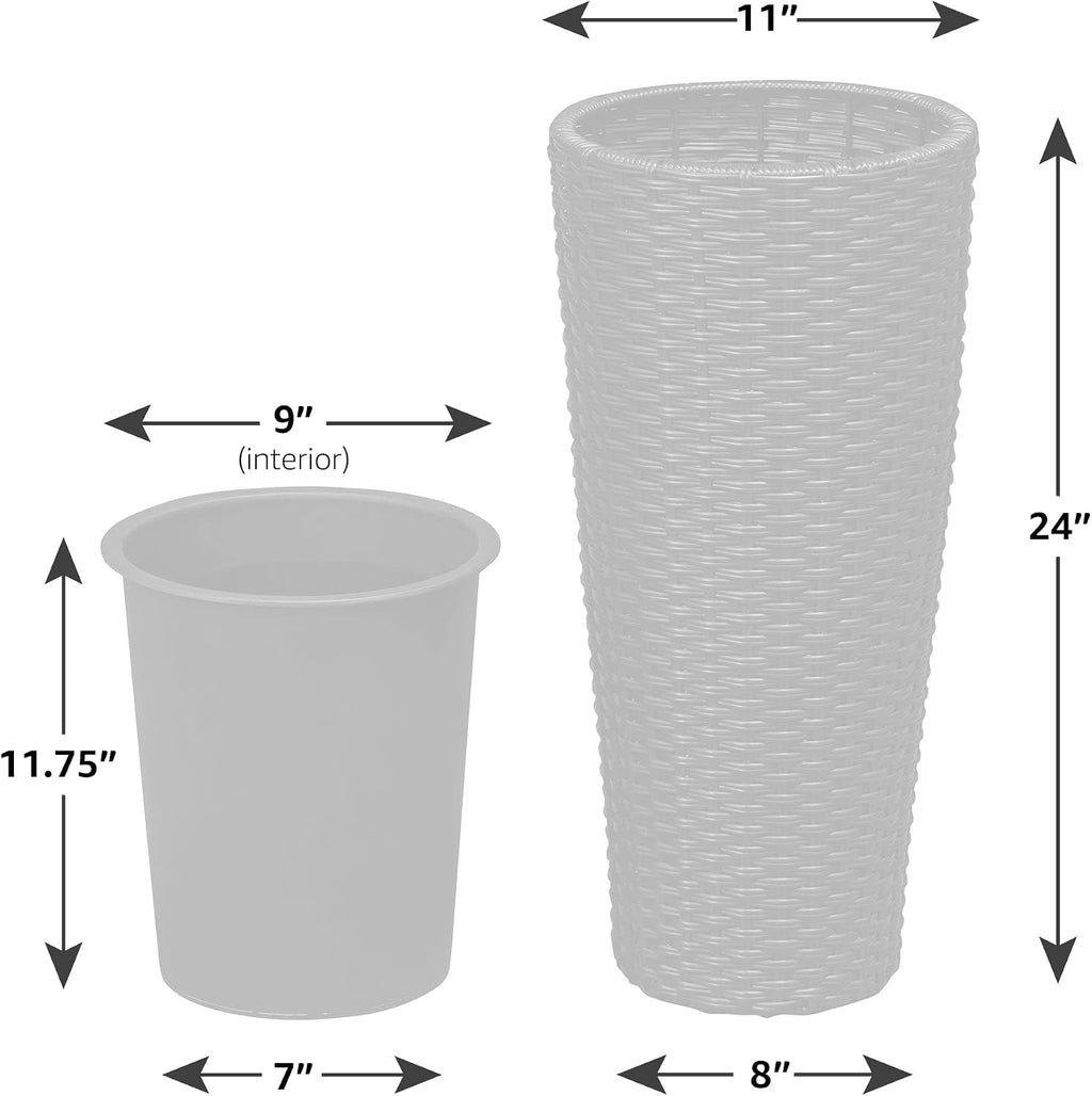 Noah Round Wicker Planter Tall Planter Decor Box for Adaptable Outdoor Furnishings All Weather Versatile Perfect Patio