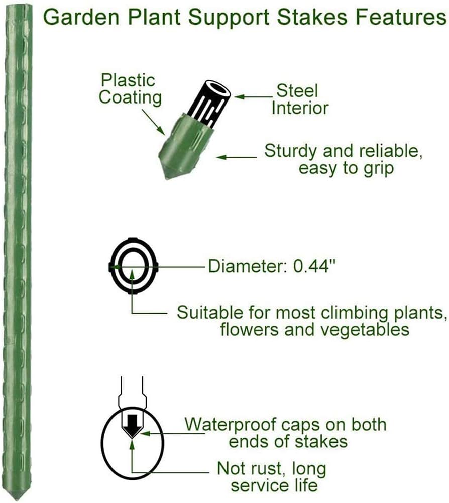 4Feet 48inch Garden Stakes Sturdy Plant Sticks Support Tomato Stakes for Vegetable,Pack of 20