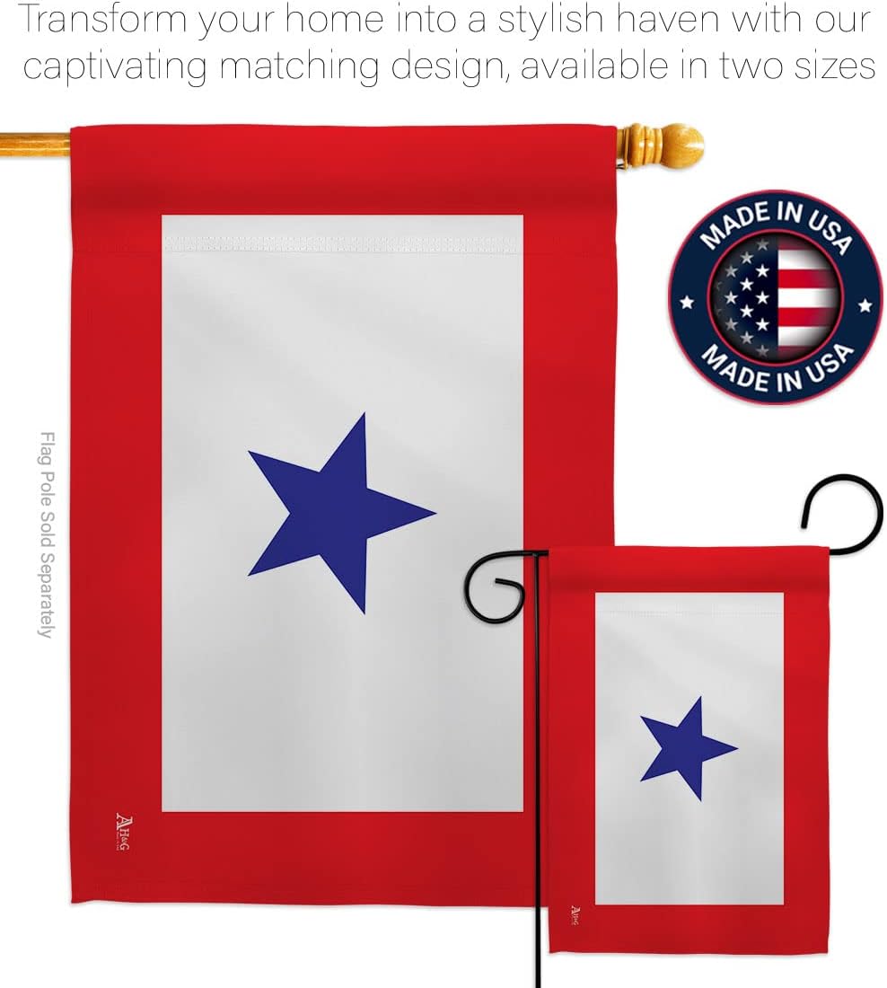 Blue Star Flag For Military Family Deployment With Pole Set Stand Outside House Bandera Door Yard Post Home Taprstry