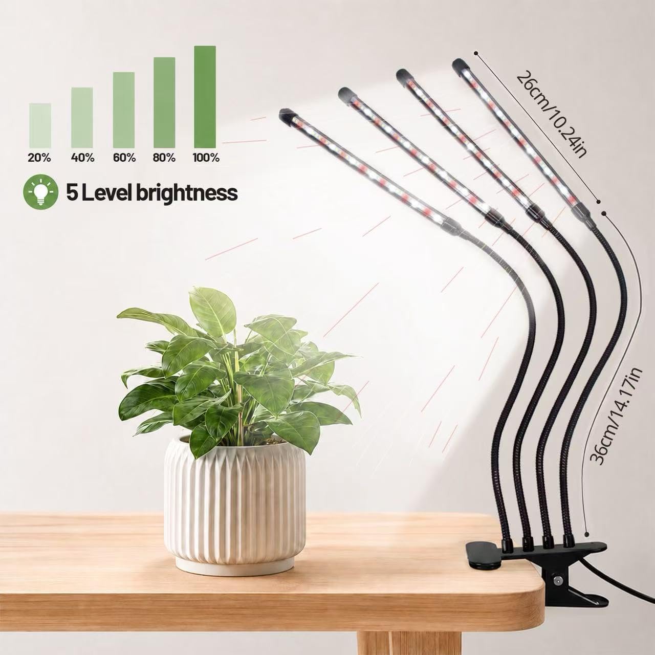 Grow Light for Indoor Plants - Upgraded Version 80 LED Lamps with Full Spectrum & Red Blue Spectrum, 3/9/12H Timer, 10