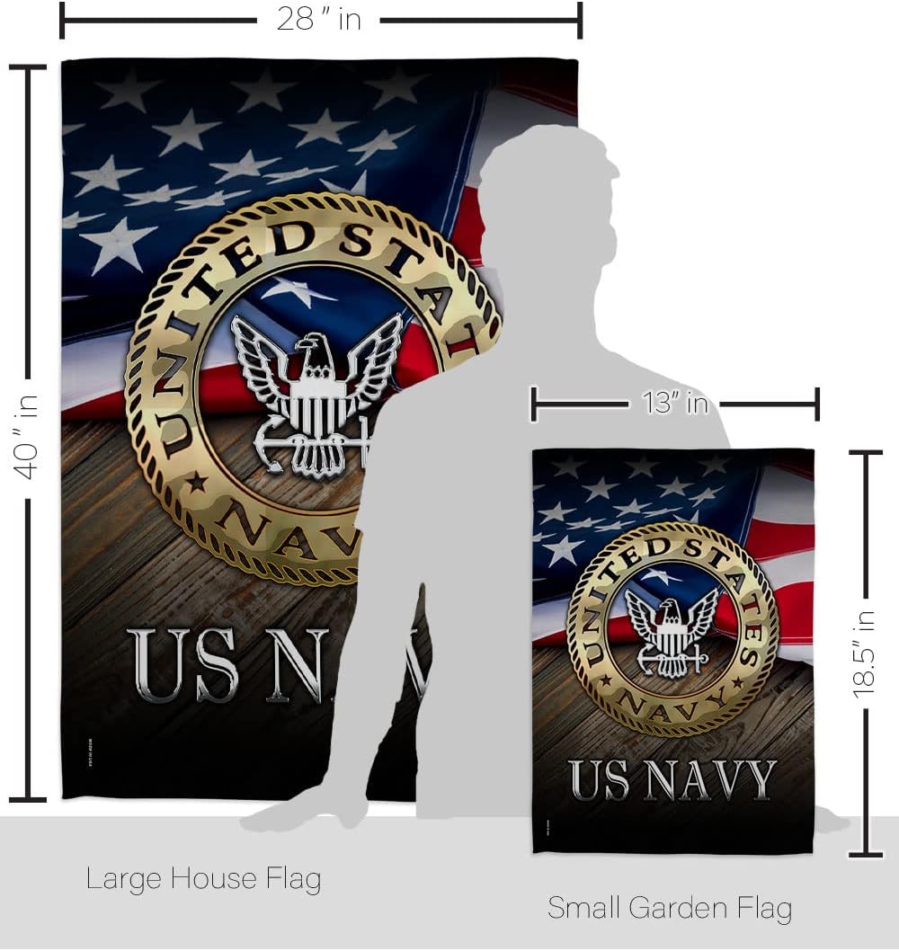 US Navy Garden House Flag - Set Armed Forces USN Seabee United State American Military Veteran Retire Official