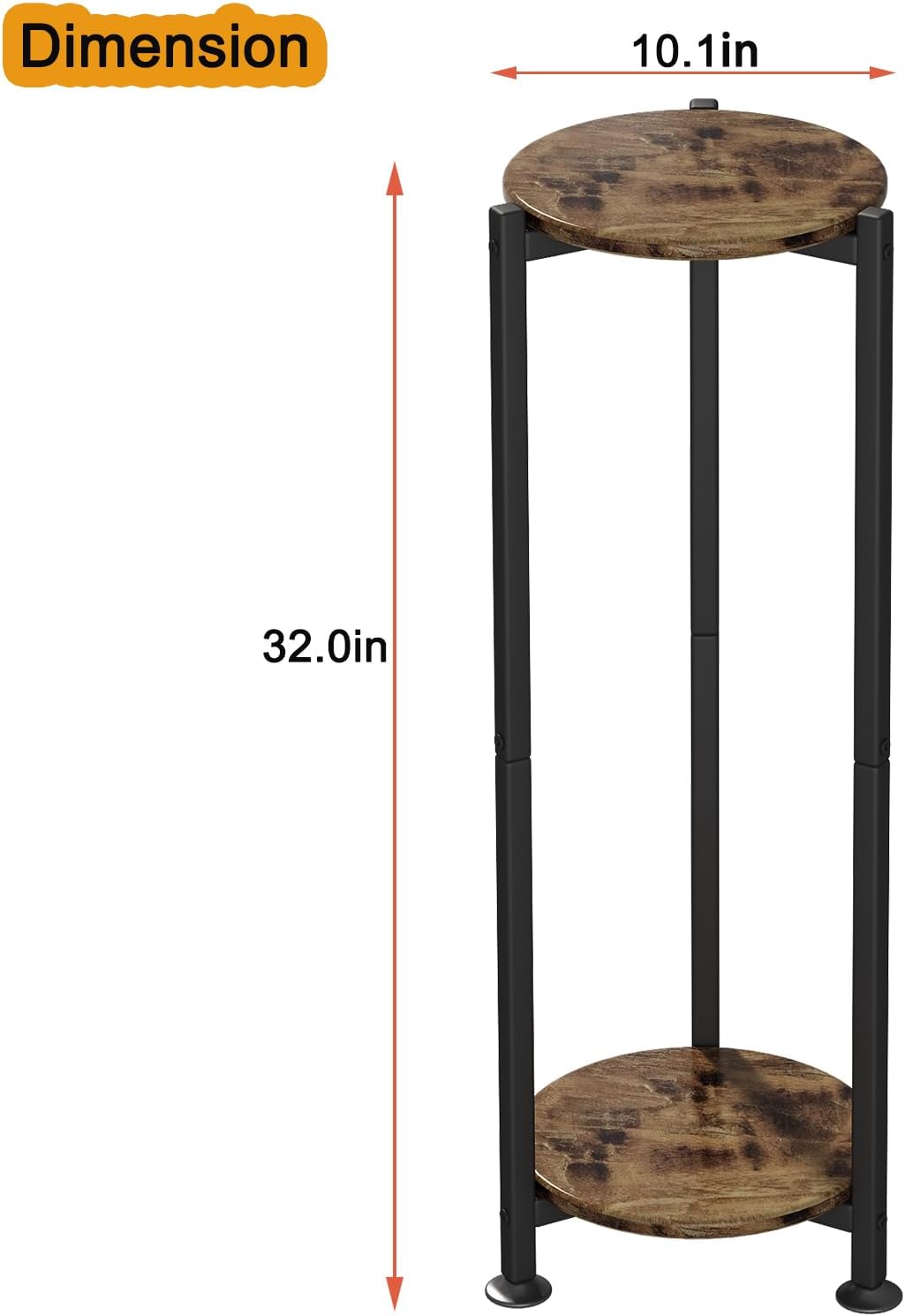 2 Tier Plant Stand Indoor Corner Tall Round Shape Plant Shelf | Modern Metal MDF board Flower Storage,Suitable tight