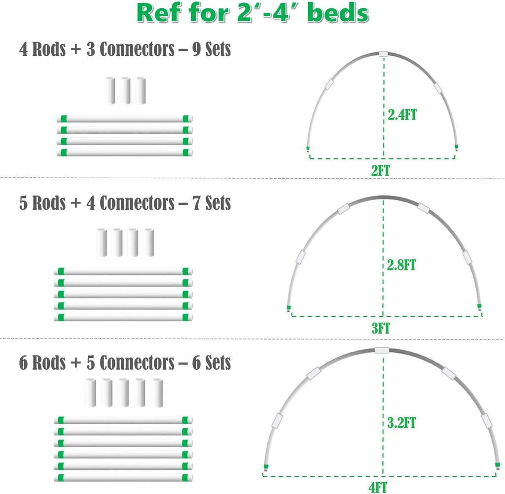 Garden Hoops DIY Kit – Rust-Free Material | Heavy-Duty | Weather Resistant | Chicken Tunnel Frame | 6 Sets of 9Ft Long