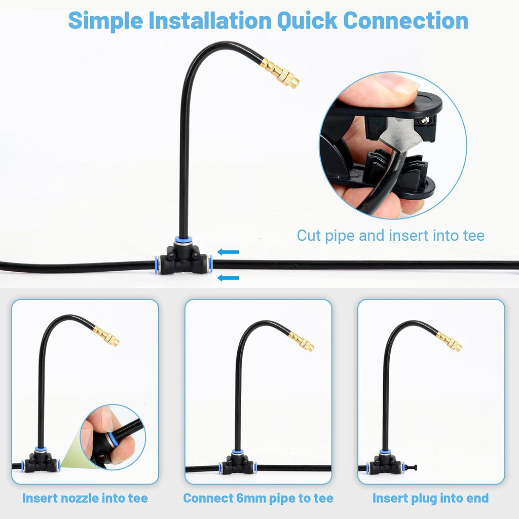 Thiswing 100FT 360° Adjustable Irrigation System for Garden | 1/4" Tubing, Automatic Watering Misting System with 18