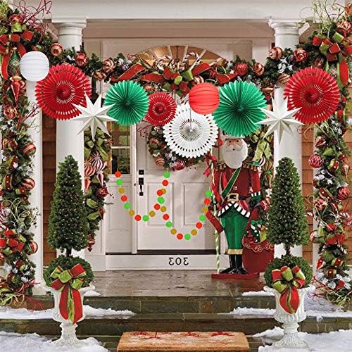 ADLKGG Red Green Christmas Party Decorations, Hanging Paper Decor Kit