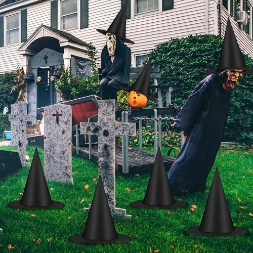 48 PCS Halloween Witches Hat, Black Hanging Halloween Decorations Bulk