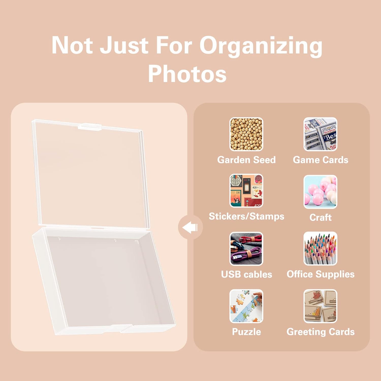 Barhon Photo Storage Boxes Set - 8 Pack 4x6 and 8 Pack 5x7, Photos Case Containers with Bag, Multi-Sized Seed Organizer