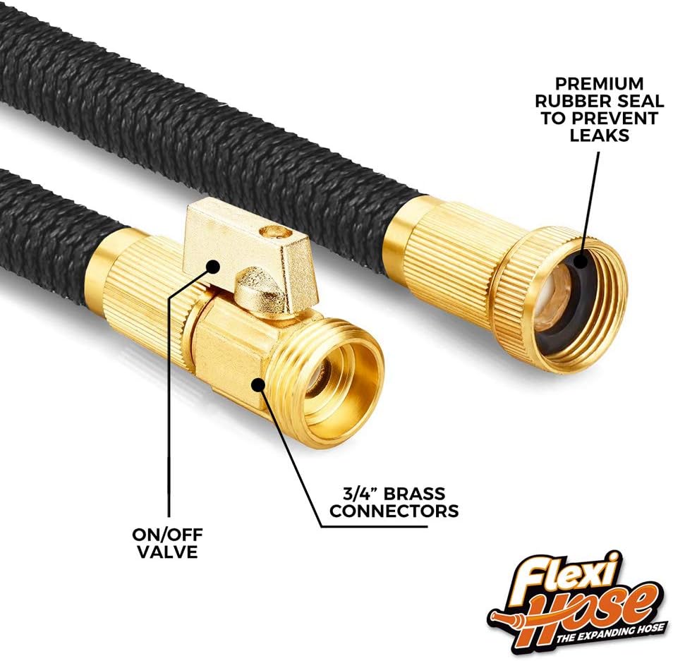 Flexi Hose Plus Expandable Garden Hose with 8 Function Nozzle, 50FT - Lightweight Retractable Garden Hose, Water Hose