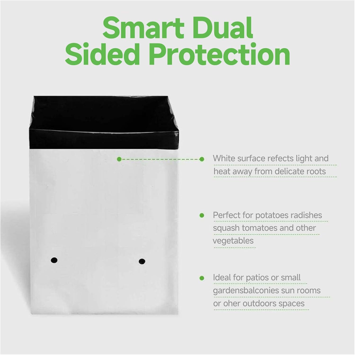 25-Pack 5 Gallon Grow Bags for Plants, Black-and-White Panda Film Containers Thick Plastic Bag for Potting Seedlings