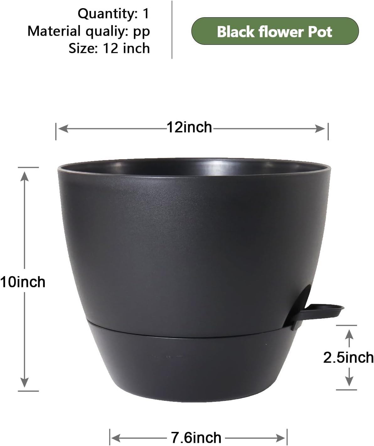 WSMKSZ 12 inch Large Self Watering Pots, Flower Plant Pots with Multi Mesh Drainage Holes for Indoor Outdoor Garden
