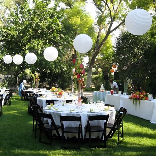 20Pcs White Paper Lanterns for Parties, 4” 6” 8” 10” 12” Chinese Asian Hanging Round Paper Lanterns for Birthday Wedding Halloween Christmas Home Decor Party Decor