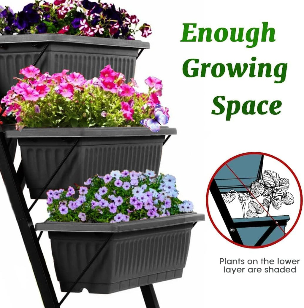 4FT Vertical Raised Garden Bed, 5 Tiers Elevated Planter Box, Black | Elevated Garden Bed Perfect for Patio Balcony