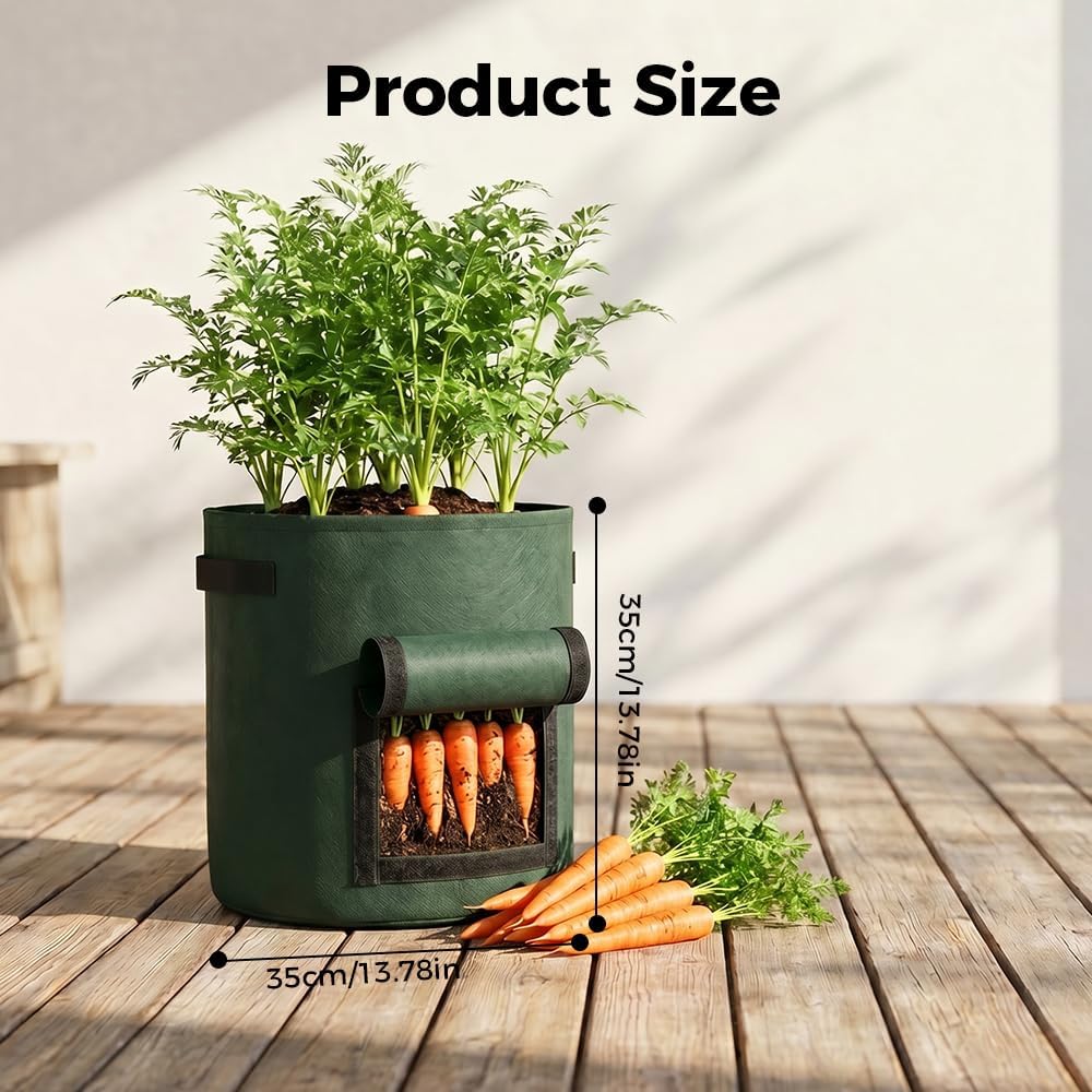 Potato Grow Bag Heavy Duty Thickened Non-Woven Fabric Grow Bags with Harvest Flap – Green Plant Pots for Vegetables