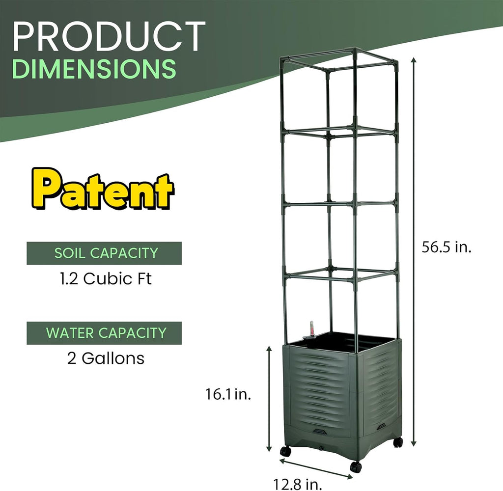 Tomato Planter Pot Tomato Box Raised Garden Bed 56.5" Tall Self-Watering and Water Indicator Planter for Tomato Outdoor