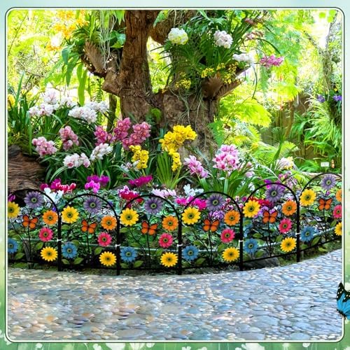 Yaocom 6 Pack Flower Garden Fence 16.5" H x 11.8" W Yard Decor