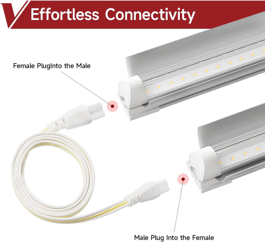 T8 Grow Light for Indoor Plants, 4FT, 42W, 5000K, 2 Pack, Linkable | Indoor Grow Light with Reflector, 2x42W High PPFD