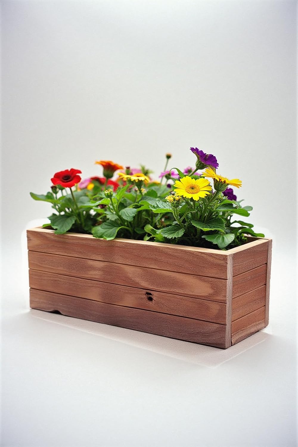 Handmade Rustic Cedar Herb Window Planter Box – Wooden Window & Railing Planter for Indoor or Outdoor Use, Made in USA