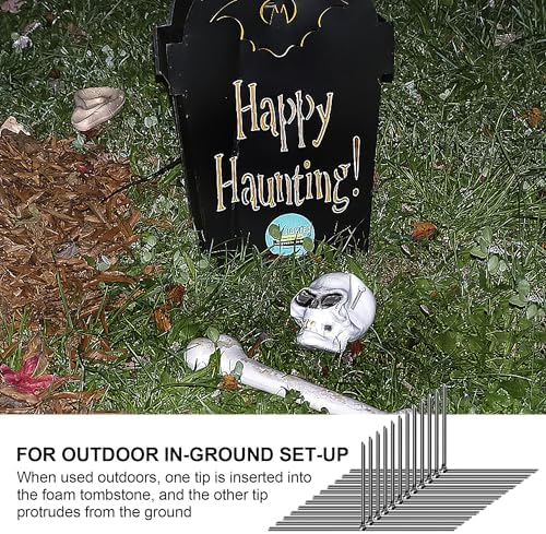 12 Pcs Halloween Tombstone Stakes, 7" x 3" Tombstone Metal Stakes
